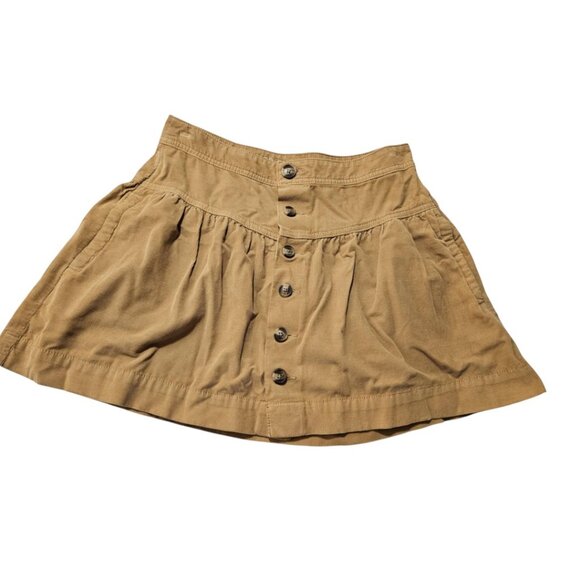 American Eagle Corduroy High Rise Ruffle Mini Skirt Tan Brown Size 6 - Picture 1 of 2